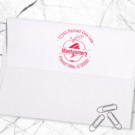 Carimbo Auto Entintado Nome do Endereço Circular do Apple Trabalho de art