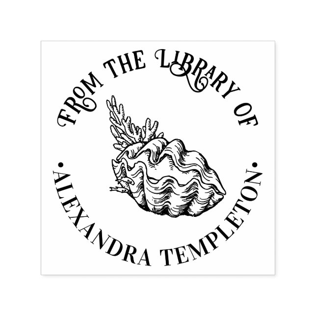 Carimbo Auto Entintado Nome do livro da biblioteca da concha de amêijoa g (Design)