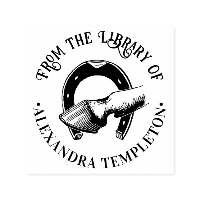 Carimbo Auto Entintado Nome do Livro da Biblioteca da Ferradura do Casco  (Design)