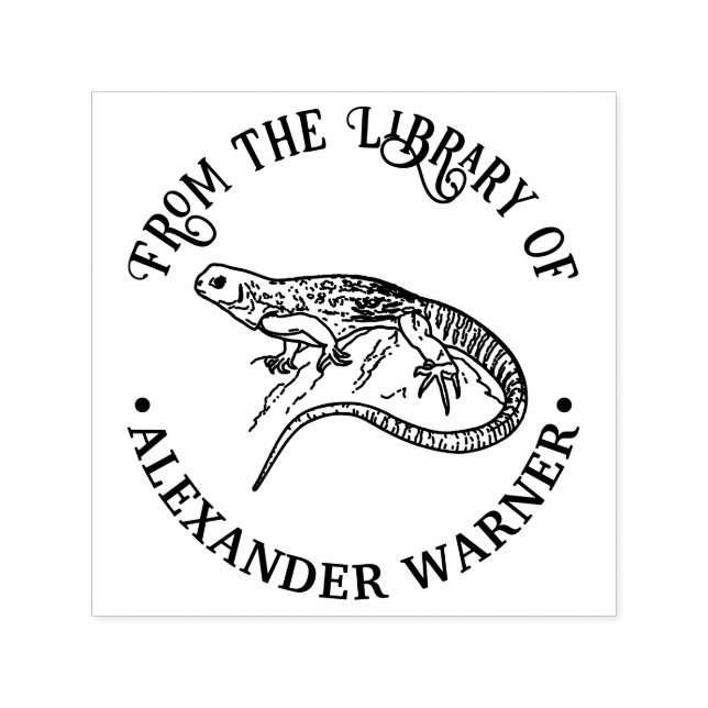Carimbo Auto Entintado Nome do Livro da Biblioteca da Gecko Lizard Bandid (Design)