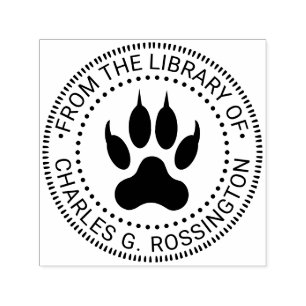 Carimbo Auto Entintado Nome do Livro da Biblioteca da Pegada de Pata de L