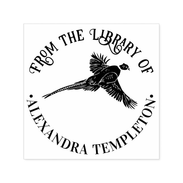 Carimbo Auto Entintado Nome do Livro da Biblioteca de Ave de Pheasant Gam (Design)
