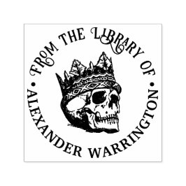 Carimbo Auto Entintado Nome do livro da biblioteca de caveira humana coro
