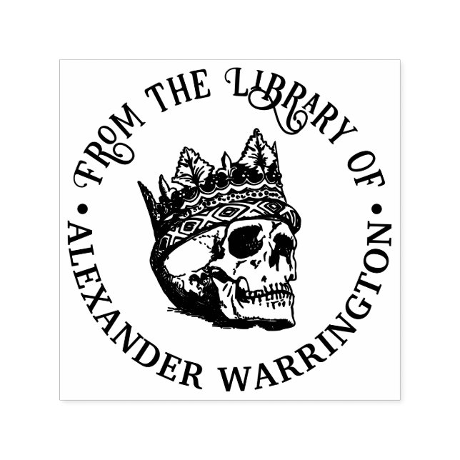 Carimbo Auto Entintado Nome do livro da biblioteca de caveira humana coro (Design)