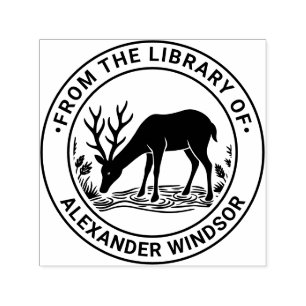 Carimbo Auto Entintado Nome do Livro da Biblioteca de Cervo Rústico Beben