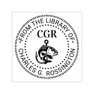 Carimbo Auto Entintado Nome do Livro da Biblioteca de Pescadores de Peixe