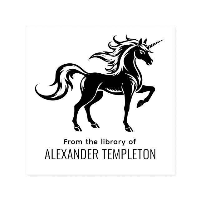 Carimbo Auto Entintado * Nome do Livro da Biblioteca de Silhuetas Unicórn (Design)