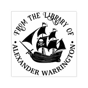 Carimbo Auto Entintado Nome do Livro da Biblioteca do Crânio de Navio Pir