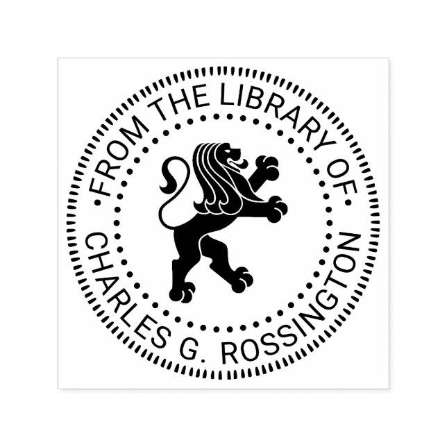 Carimbo Auto Entintado Nome do Livro da Biblioteca Heraldic Lion (Design)