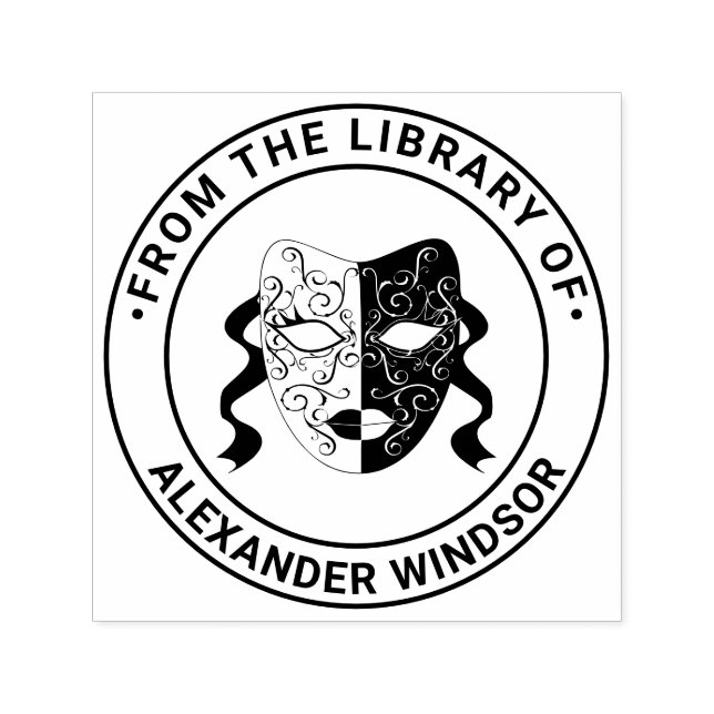 Carimbo Auto Entintado Nome do Livro da Biblioteca nº 1 da máscara de mas (Design)