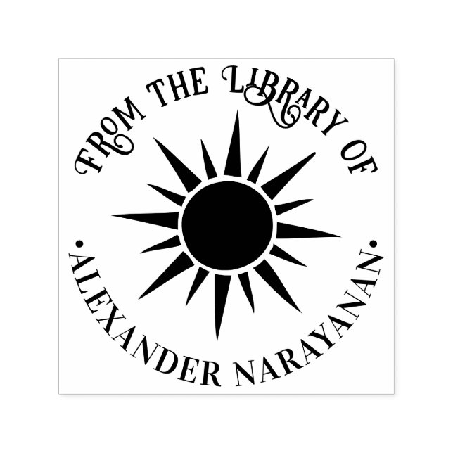 Carimbo Auto Entintado Nome do Livro da Biblioteca Russo do Sol Luminoso  (Design)