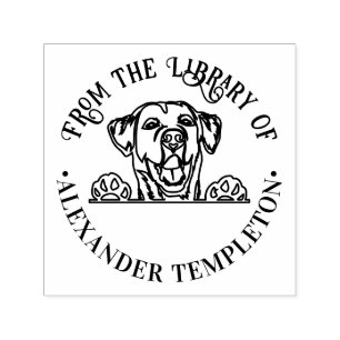 Carimbo Auto Entintado Nome do Livro da Cara do Cão Labrador Retriever #2