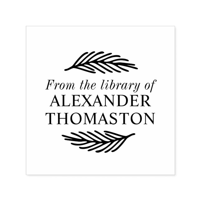 Carimbo Auto Entintado Nome do Livro de Botânica Sprig #1 (Design)