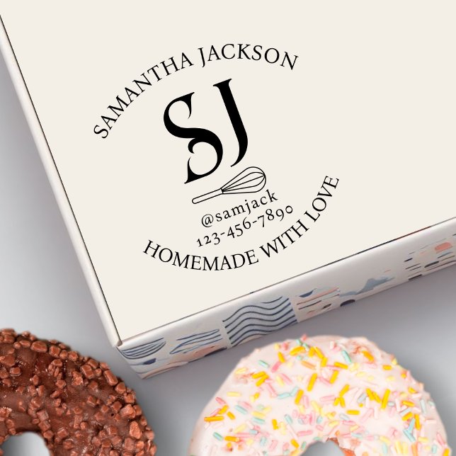 Carimbo Auto Entintado Nome do Monograma Elegante Empresa de Bakery (Criador carregado)