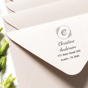 Carimbo Auto Entintado Nome do Monograma Endereço de devolução Verdadeira