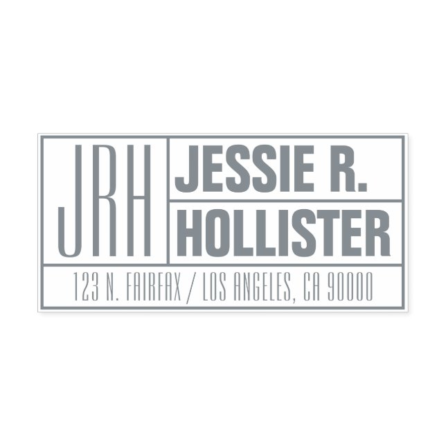 Carimbo Auto Entintado Nome do Monograma Moderno ou Endereço de Devolução (Design)