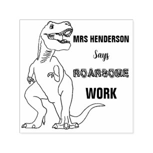 Carimbo Auto Entintado Nome do Professor Escola Trabalho Roarsome Dinossa