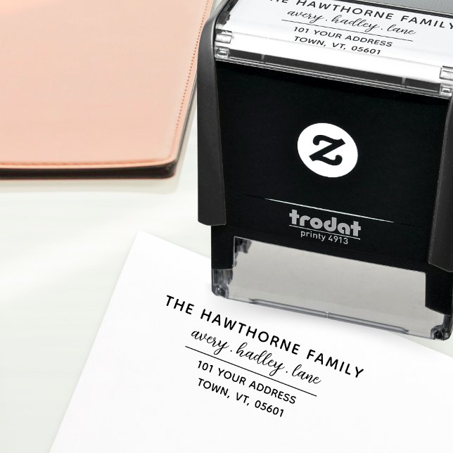 Carimbo Auto Entintado Nome do Script de Família Mínima Moderna do Endere (Criador carregado)