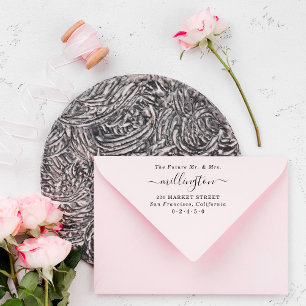 Carimbo Auto Entintado Nome do Script Elegante do Sr. & Sra. Futuro Ender