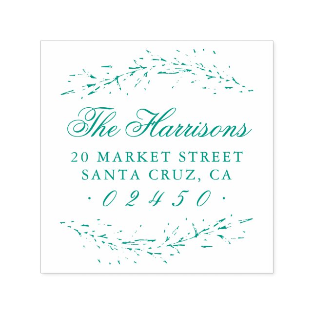 Carimbo Auto Entintado Nome do Script Elegante Endereço de Retorno Botâni (Design)