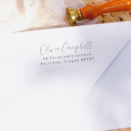 Carimbo Auto Entintado Nome do Script Elegante Moderno do Endereço de Ret