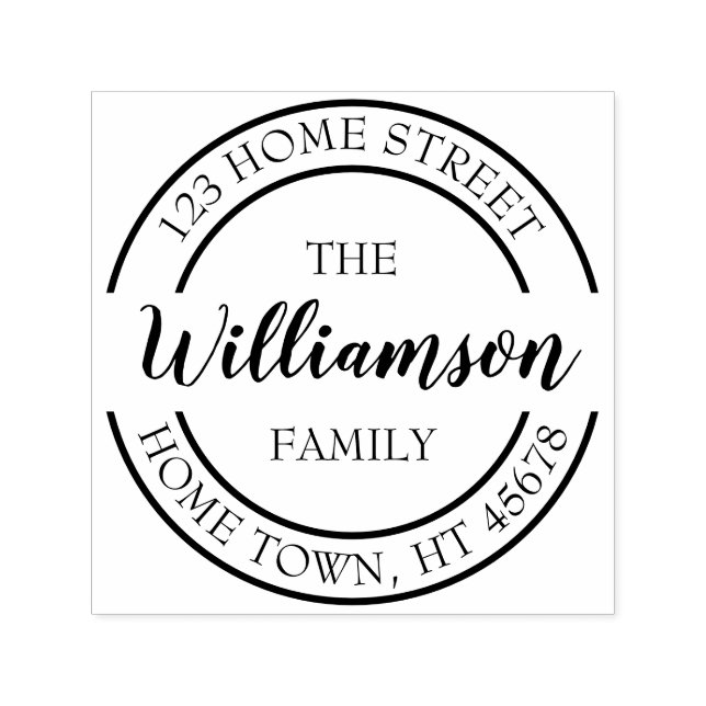 Carimbo Auto Entintado Nome do Script Endereço de Devolução do Círculo (Design)