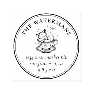 Carimbo Auto Entintado Nome e endereço da Raposa Mágica de Bebê Doce com 