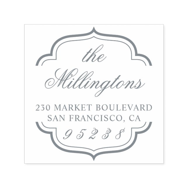 Carimbo Auto Entintado Nome e endereço de devolução da família de bordas  (Design)