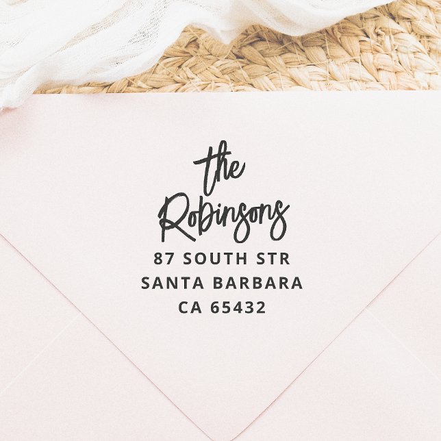 Carimbo Auto Entintado Nome e endereço de devolução da família de letra n (Criador carregado)