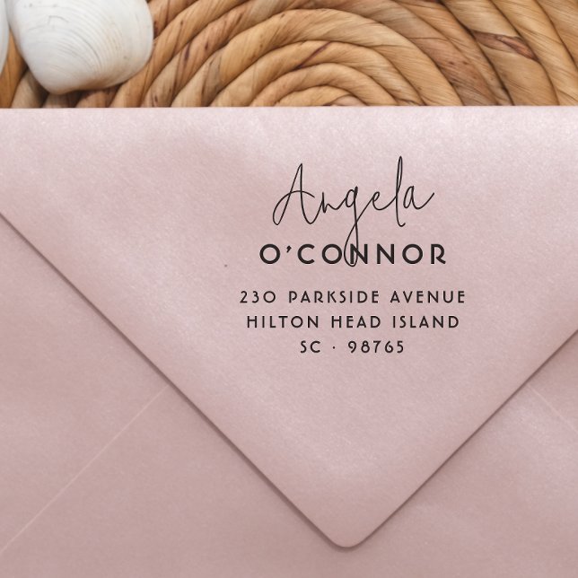 Carimbo Auto Entintado Nome e endereço de devolução do chic Modern (Stamp Mock-up)