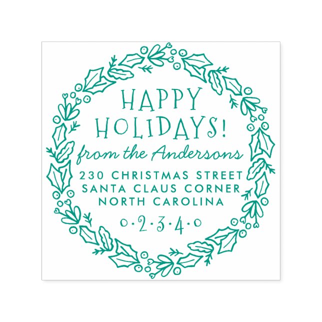 Carimbo Auto Entintado Nome e endereço de devolução do Wreath Botânico Na (Design)