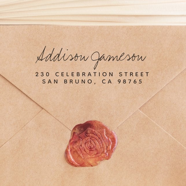 Carimbo Auto Entintado Nome e endereço de devolução manuscritos simples (Stamp Mockup)