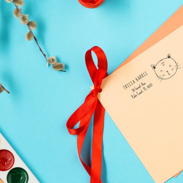 Carimbo Auto Entintado Nome e endereço personalizados das crianças doodle (Criador carregado)