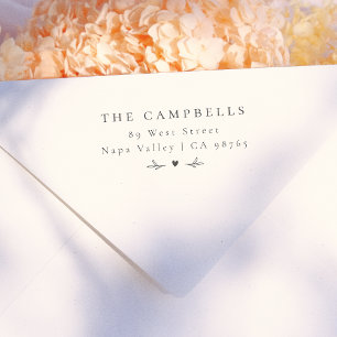 Carimbo Auto Entintado Nome e endereço personalizados do Coração Elegante