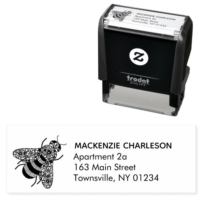 Carimbo Auto Entintado Nome e endereço personalizados do Honey Bee (Honey Bee Personalized name and address self inking stamp)