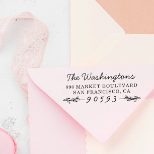 Carimbo Auto Entintado Nome & endereço do remetente de ramos botânico