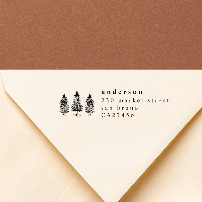 Carimbo Auto Entintado Nome Formal da Família e Árvores do Pino Endereço  (Criador carregado)