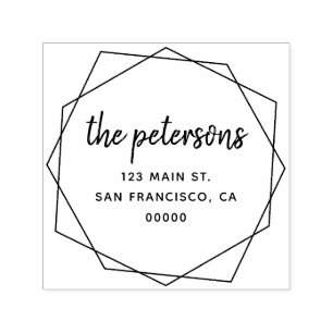 Carimbo Auto Entintado Nome Geométrico Moderno da Família de Manuscritos