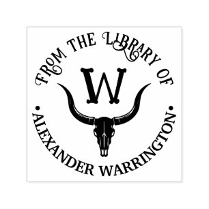 Carimbo Auto Entintado Nome Inicial do Livro da Biblioteca do Caveira do 