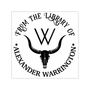 Carimbo Auto Entintado Nome Inicial do Livro da Biblioteca do Caveira do 