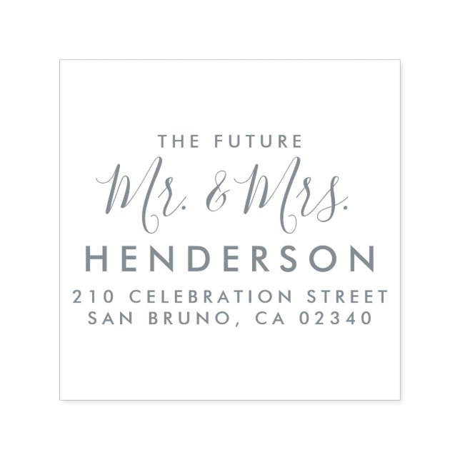 Carimbo Auto Entintado Nome Moderno do Sr. e Sra. Script Endereço de Reto (Design)