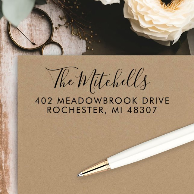 Carimbo Auto Entintado Nome no Endereço de Devolução de Script com Letra  (Criador carregado)