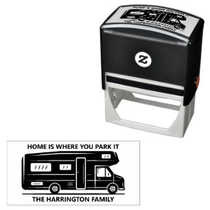 Carimbo Auto Entintado Nome personalizado & Camper Van texto