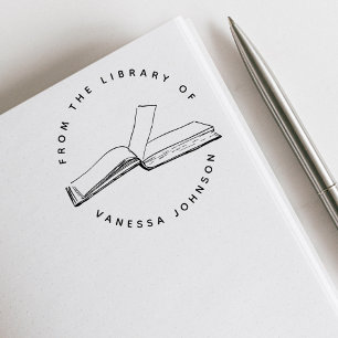 Carimbo Auto Entintado Nome Personalizado Clássico Da Biblioteca Do Livro