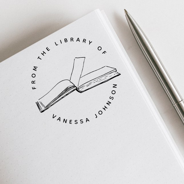 Carimbo Auto Entintado Nome Personalizado Clássico Da Biblioteca Do Livro (Classic Simple Minimal Custom Name From The Library Of Book Self-inking Stamp)