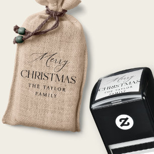 Carimbo Auto Entintado Nome Personalizado da Família Guia Feliz de Natal