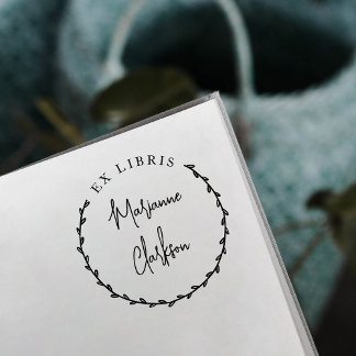 Carimbo Auto Entintado Nome Personalizado da Terra Botânica Moderna Ex Li