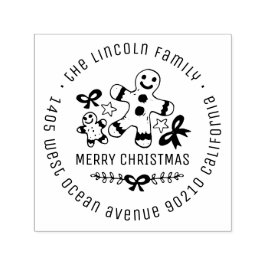 Carimbo Auto Entintado Nome personalizado de Natal do Gingerpão Endereço 