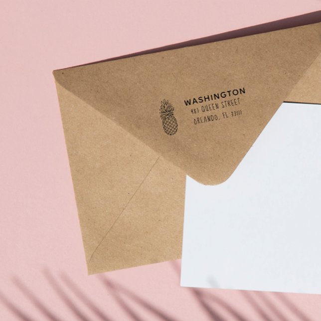 Carimbo Auto Entintado Nome personalizado do abacaxi tropical Endereço de (Criador carregado)