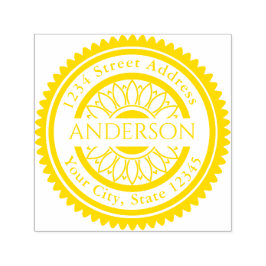 Carimbo Auto Entintado Nome Personalizado Endereço de devolução Sunflower